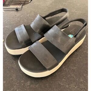Reef Water Vista Higher Platform Sandals Black Cream Water Friendly Womens 10